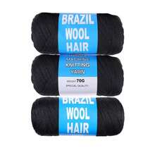 3pcs Brazilian Wool Hair Synthetic Crochet Hair Extensions For Women African Hair Yarn For Braiding Senegalese Twist Fake Hair, Suitable For Women's Daily Life, Parties, Halloween And Christmas, Multiple Colors Of Hair To Choose From, 70G/Roll - Multicolor - View 4