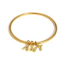 1pc Personalized A-Z Letter Stainless Steel Gold Polished Bangle Bracelet, Elegant Gift Box For Women, Girlfriend, Mother, Wedding