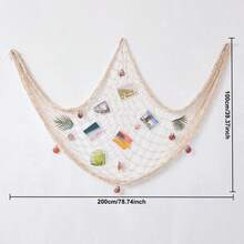 1pc Natural Cotton Fishing Net, Nautical Theme Cotton Fishing Net, Hawaiian Party Fishing Net Wall Decor, Beach Decor, Mermaid Nautical Theme Party Table Cloth - White - View 4