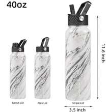 BJPKPK - Botellas de agua aisladas con tapa de popote, botella de agua grande de metal de 32 onzas con 3 tapas, termo reutilizable a prueba de fugas, sin , vasos de acero inoxidable para deportes(1.2 Litros Frosten) - Multicolor - Ver 3