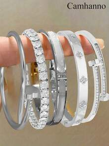 Camhanno 5/1 st armbandsset i rostfritt stål, unik design, moderiktiga smycken med flera element, perfekt present, bleknar inte - Multifärgad - Visa 32