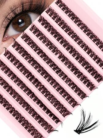 200PCS Natural Curled, Thick, Soft, Lightweight False Eyelashes Fluffy C Roll 10-16mm Mixed Length Eyelash Cluster Eyelash Extension False Eyelashes Magnifying Double Eyes Lifting Eye Tail False Eyelashes