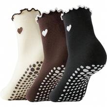 3 Pairs Pilates Non-Slip Crew Socks, Comfortable For Fitness, Yoga, Suitable For All Seasons - Multicolor - View 12