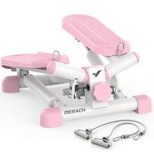 MERACH Mini Stepper para hacer ejercicio, Stepper giratorio de 330 libras de capacidad, equipo de ejercicio con bandas de resistencia para entrenamiento de cuerpo completo en casa. - Rosa - Ver 2