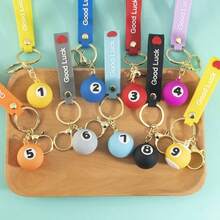 1 Set Llavero de bola 8 y pulsera de pareja, bola de taco de acrílico creativa DIY, adecuado para salón de billar, fiesta de Navidad y Año Nuevo - Unitalla - Ver 9