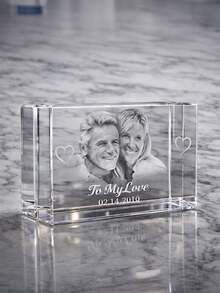 1 Customized 3D Crystal Photo Decoration For Couples – Laser-Engraved Photos, Perfect For Anniversaries, Valentine's Day, Birthdays, Or Wedding Anniversaries. A Romantic And Personalized Gift To Create Lasting Memories And Delight Your Beloved With The Most Special Surprise. - Black and White - View 5