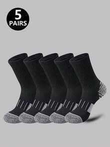 2/5/10/20 Pairs Unisex Casual Sports Mid-Calf Socks, Colorblock Honeycomb Anti-Slip Shock Absorbing Design, Suitable For Fitness, Running, Cycling, Climbing, Tennis - Multicolor - View 6