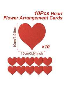10张红色闪光心形信封卡片，非常适合婚礼、周年纪念日和情人节派对装饰 - 闪亮的心形卡片，搭配心形花卉图案，可作餐桌装饰卡片（10张装）