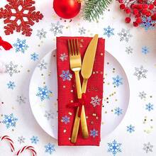 300Pcs Snowflakes Confetti Winter Table Confetti Snowflake Ornaments For Holiday Xmas Winter Wonderland Frozen Party Wedding Birthday Holiday Party Decorations (Silver) - 藍色 - 查看 5