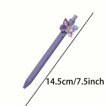 12支/6支装彩色蝴蝶圆珠笔，蝴蝶系列按压式圆珠笔，派对礼品，文具套装，可用于日记、学习，可爱设计，耐用塑料材质，轻巧笔身，按压式出墨 - 黑色 - 查看 7
