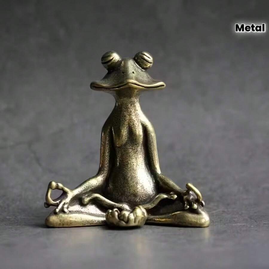 1pc Elegant Metal Kung Fu Frog Incense Holder, Meditation Frog Decor, Can Be Used For Yoga, Meditation, Sleeping, Desk Decoration