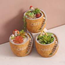 「GREEN」主題多肉植物盆栽，附裝飾小人與階梯，打造多肉植物的童話世界，可愛的桌面裝飾與綠植栽種選擇 - A - 查看 3