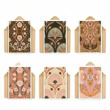 12pcs/6sets Floral Valentine's Day Greeting Card Set, Envelopes, Postcards, Party Invitations - Multicolor - View 4