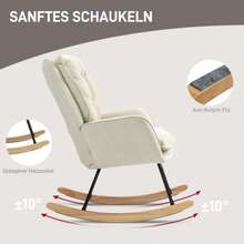 HOMCOM Rocking Chair, Swivel And Comfortable, With Armrests And Chenille Upholstery. Supports Up To 120 Kg And Is Perfect For The Bedroom Or Living Room. Colour: Beige. - 杏色 - 查看 4