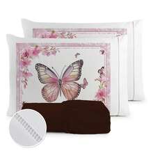 400 Thread Count Sheet Set With Hemstitch Edges, 3 Pieces, For Single, Double, Queen, And King Beds - BUTTERFLIES - ROSES - View 2