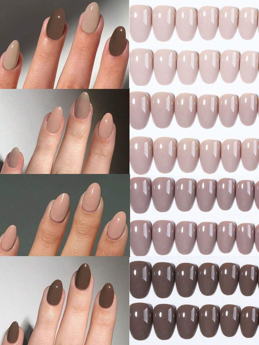 96 miếng/hộp (4 hộp hỗn hợp) Miếng dán móng tay acrylic hình bầu dục ngắn màu nâu và mơ, kiểu dáng ngắn, vừa vặn hoàn hảo. Bộ sản phẩm bao gồm: 1 miếng gel dẻo và 1 dũa móng tay, phù hợp cho phụ nữ và các cô gái sử dụng hàng ngày và trong các bữa tiệc. - Nhiều màu - Xem 1