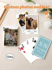 定制照片扑克牌，中心切割设计 - 个性化照片扑克牌 - 适合作为礼物、婚礼、派对和游戏之夜的礼品 - 送给伴侣、朋友和家人的最佳纪念礼物 - 彩色 - 查看 6