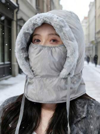 1pc Women's Hat & Scarf Set, Fleece Lined Winter Warm Windproof Neck Gaiter, Suitable For Cycling And Versatile Wear