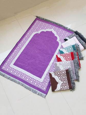 1 st elegant bärbar bönematta - vikbar knäböjmatta för hemmabruk med fint blommönster, svartvit design, lämplig för inomhus- och utomhusbruk, perfekt för pilgrimsfärd och meditation, studie- och bönematta, elegant heminredning, Ramadan-present, Eid Al-Fitr-tillbehör