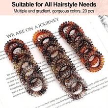 Lazos de Cabello en Espiral, 20 Pcs Traceless Telefnico Sin arrugas Bobina de Plstico Titulares de Cola de Caballo sin Daos Accesorio para el Cabello para Nias Mujeres Damas Regalo - Ámbar - Ver 2