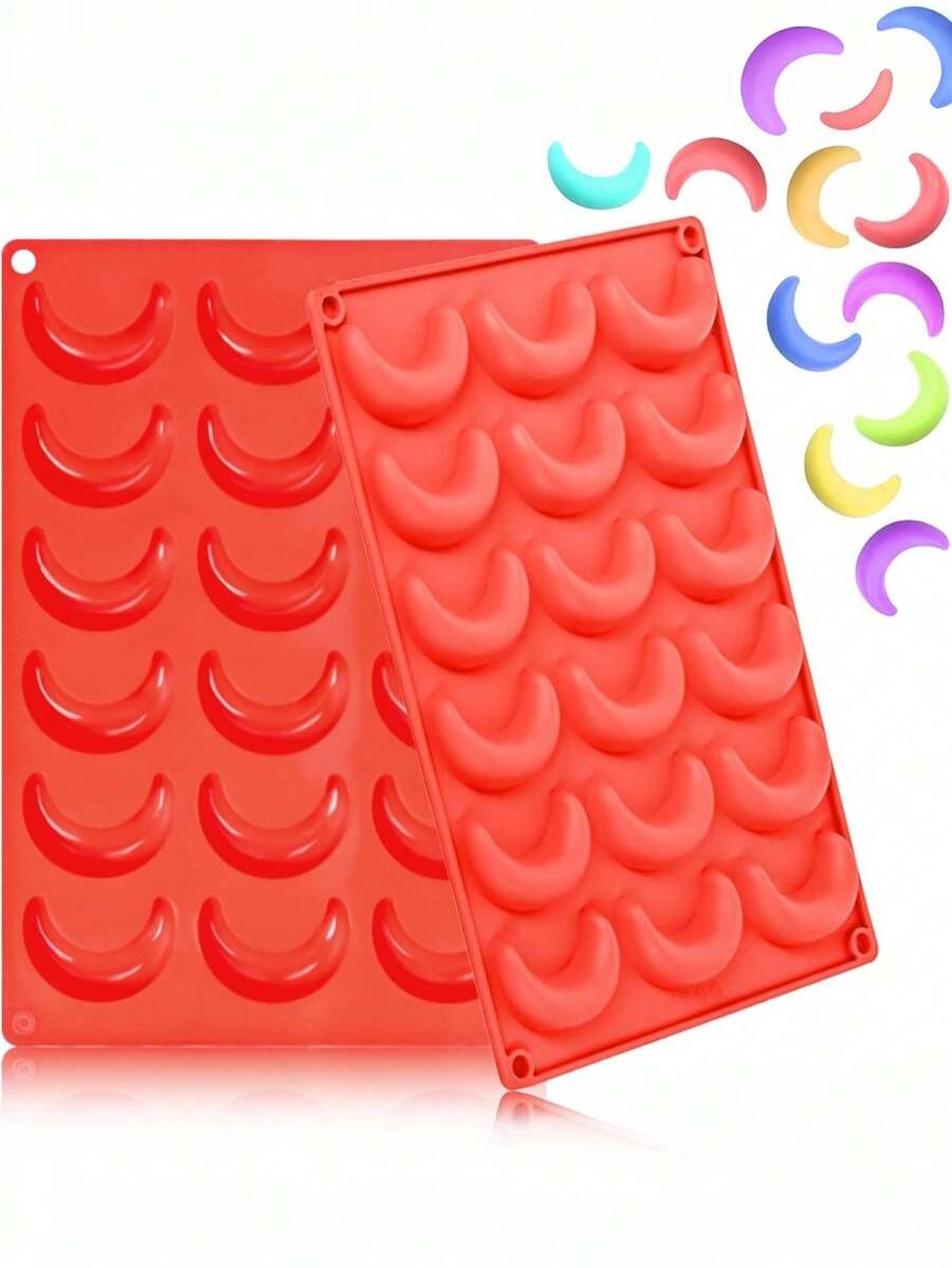 2pcs/1pc Silicone Moon & Round Shaped Molds - Perfect For Creative Chocolate And Candy Making. Silicone Candy Molds, Reusable Chocolate Molds, Silicone Material, Baking Tools, Kitchen Molds, Moon Shaped Mold, Round Mold, Cooking Accessories - Multicolor - View 1