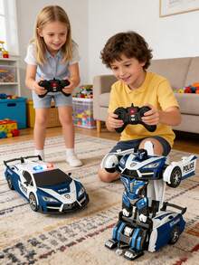 1pc Remote Control Transforming Robot Car, 2.4GHz One-Key Transformation, High-Speed 360° Rotating Robot Toy, 1:16 Scale, With Flashing Lights, Suitable For Boys/Girls Aged 3-10 As Christmas, Easter, Halloween, New Year Gift - Multicolor - View 8