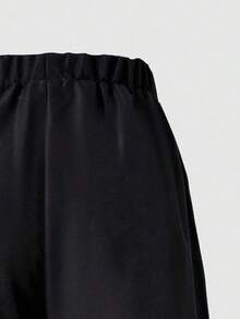 Tween Girl 5-Pointed Star Print Raglan Short Sleeve T-Shirt And Pants Casual Outfit - Black - View 5