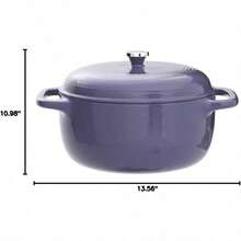 &Lodge - Horno holandés de hierro fundido esmaltado de 6 cuartos con tapa asas dobles apto para horno hasta 500 °F o en estufa uso para marinar cocinar hornear refrigerar y servir color lila - Multicolor - Ver 7