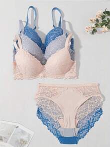 Women's Elegant Solid Color Lace Lingerie Set - Multicolor - View 1