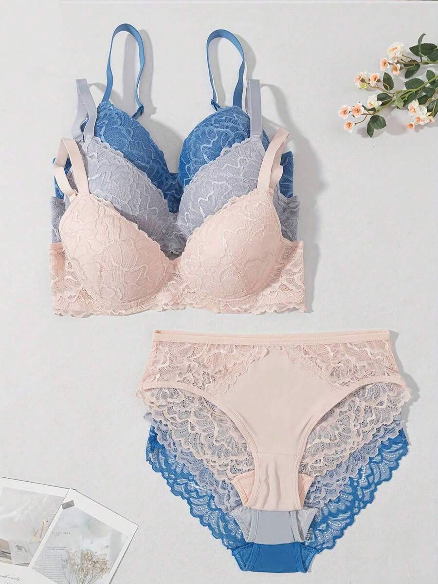Women's Elegant Solid Color Lace Lingerie Set - Multicolor - View 1