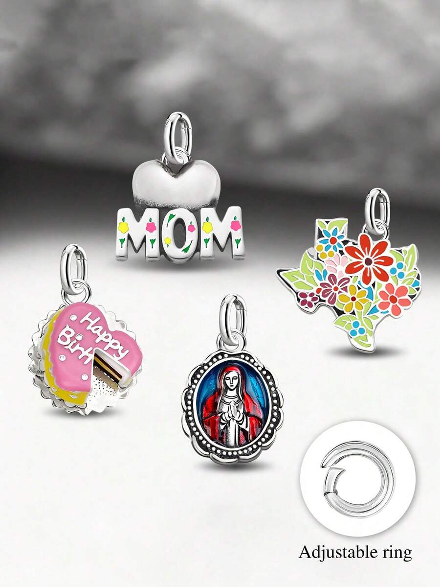 1pc Minimalist & Unique 925 Sterling Silver Enamel Guadalupe Virgin Mary Pendant, DIY Jewelry, Exquisite Gift For Men & Women