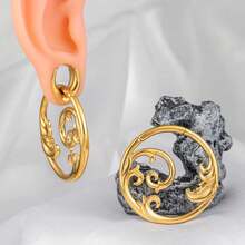 1pc 4mm Wave Ear Gauge Ear Stretchers Ear Hooks Clip Plated 18K Gold Ocean Wave Ear Expanders Piercing Body Jewelry Extender Fashion Unisex Vacation - 1697 - View 9