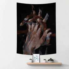 1pc Abstract Hand Print Tapestry, Suitable For Living Room, Bedroom, Office Wall Decor, Home Decor, Party Decoration, Rectangular Fabric Wall Hanging With Drape Effect, Comes With 2 Wall Nails And 2 Clips, Wall Tapestry - Multicolor - View 8