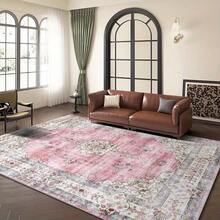 Pink Floral Vintage Pattern Area Rug Washable Rug Vintage Traditional Floor Cover Foldable Thin Retro Accent Indoor Non Slip Carpet Print Mat Bedroom Living Room Bathroom Home Decor Large Carpets Dining Room Rug Kitchen Rugs For Entryway - A - Xem 5