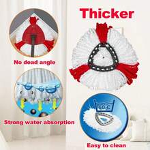 1/2/6个装深度清洁旋转拖把头替换装，超细纤维清洁布，360°微旋转拖把头替换装，适用于O-Cedar EasyWriting旋转拖把，单桶系统，易于组装，可水洗重复使用，厨房配件/厨房/浴室/清洁/浴室配件/清洁用品/拖把/清洁工具 - 紅色 - 查看 10