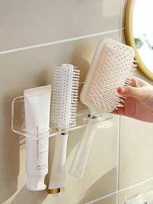 Clear Acrylic Bathroom Organizer No-Drill Wall-Mounted Storage Rack Waterproof Adhesive Row Hooks Bathroom Kitchen Bedroom Back To School Essential Accessories For Hair Accessories Toiletries Comb Toothpaste - Multicolor - View 11