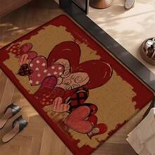 1pc Heart Pattern Printed Linen Kitchen Rug, Bathroom Mat, Doormat, 3D Printed Rectangle Carpet For Living Room, Bedroom, Hallway, Bathroom, Laundry Room - Polyester Rug For Indoor And Outdoor Home Decor - Multicolor - View 3