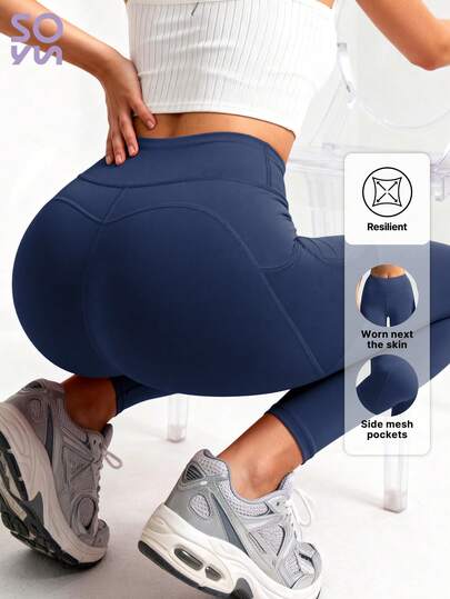 Soyun 女士连体侧袋健身裤，适合瑜伽、户外运动和提臀