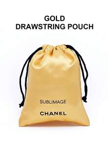 CHANEL حقيبة مكياج ذات سحاب ذهبية اللون، حقيبة مستحضرات تجميل صغيرة محمولة بتصميم بسيط - الذهبي - مشاهدة 9