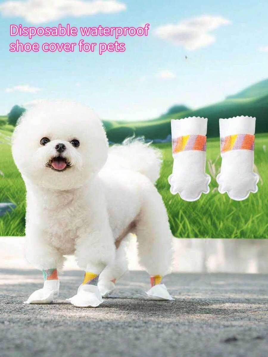 1 Set Pet Outdoor Supplies, Disposable Pet Shoe Covers, Non-Woven Dog Leg Sleeves, Suitable For Outdoor Activities, Waterproof And Non-Slip, Non-Washable Dog Shoes, Pet Shoes - Multicolor - View 1