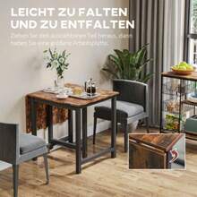 Extendable Dining Table, Foldable Kitchen Table With Wheels, Metal Folding Table, Load Capacity Up To 20 Kg, For Kitchen, Dining Room, 118 X 70 X 76.5 Cm, Brown | Aosom - Brown - View 3