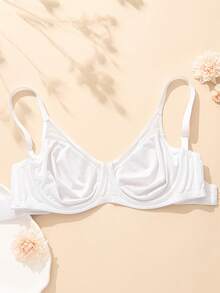 Wingslove White Seamless Underwire Full Coverage Bra, Unlined Lace Detail Comfort Bra, Daily Wear & Romantic Date Nights - White - View 8