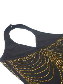PORRCEY Women's   Elegant  Glamorous  Party  Cute  Romantic  Sexy  Elaborate    Knitted Fabric    Rhinestone    Halter Backless Bodycon Mini Dress  Night Out  Wedding  Party  Birthday Party  Anniversary Party  Graduation Party  Family  Music Festival  Gift  Festival  Dating  Cocktail  Formal & Evening  Photoshoot  Wedding Guest  Prom  Homecoming  Bachelorette Party  Stage & Concert  Tea Party    All Seasons - 金色 - 查看 3