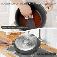 Sartenes Antiadherentes Bateria de Cocina Juego de ollas y sarten 10 Piezas Juego de Utensilios de Cocina de Inducción de Color Negro - Multicolor - Ver 4