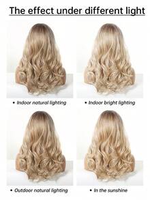 13*4 HD Lace Top Wig, 18-Inch Ombre Gold Long Curly Hair, High-End Grace Women's Lace Wig, Heat-Resistant Synthetic Lace Wig, Suitable For All Festivals And Daily Wear, Can Be Worn At Any Time, Perfect Gift For Girls During Festivals And Masquerade Balls Perfect Gift For Girls During Festivals,Christmas Gifts, Gifts For Girlfriends,Gifts For Women Winter Soft Part Wear And Go Lace Front Wigs For Fashion Women Party & Daily Wear