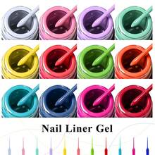 MEET ACROSS 6pcs Macaron Color Nail Liner Gel Nail Polish Set Candy Color Semi Permanent UV Gel Varnish For DIY Painting Drawing French Tip Liner Swirl Nail Design Manicure Nail Art Liner Gel Brushed Glue For Home And Salon Nail Supplies Nails - 彩色 - 查看 7
