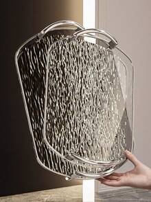 1个椭圆形PET材质托盘，适用于厨房、餐桌 - 灰色 - 查看 1