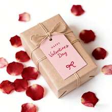 25/50 Pcs Whimsical Happy Valentines Day Gift Tag, Pink Bow Gift Tag, Blank Tags For Wedding Anniversary Party Present DIY Crafts - Multicolor - View 5