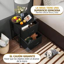 Office Furniture SetBuros para recamara Burós Mesa de Noche con 2 cajones Organizador de Tela para vestidor para Dormitorio Armario Pasillo guardería Mesa Auxiliar Mueble Lateral Negro - negro - Ver 4