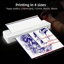 MAIBAFANG The M8 Portable Tattoo Stencil Printer Is A Specialized Tattoo Printer That Comes With 6 Sheets Of Tattoo Transfer Paper And 6 Sheets Of A4 Thermal Paper. It Is Suitable For Both Tattoo Artists And Beginners And Is Compatible With Mobile Phones, Tablets, And PCs. Ideal For Home Use. - 白色 - 查看 4